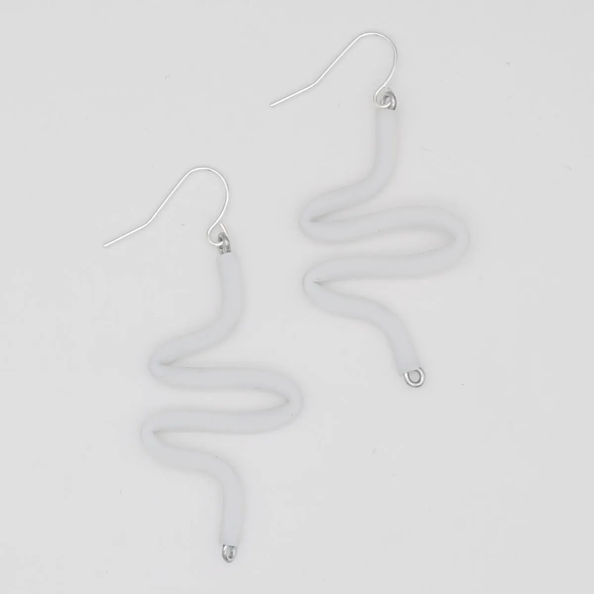 Artistic Rubber Tubing Naya Earrings White