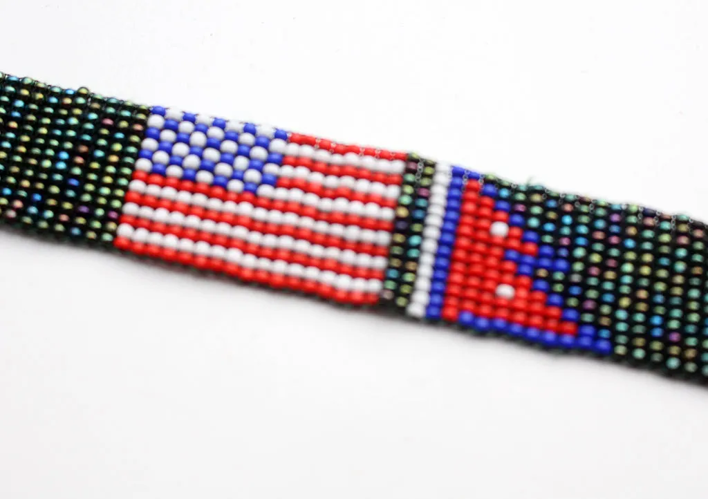 Assorted American & Nepalese Flag Friendship Glass Beads Bracelet, Unisex Bracelet