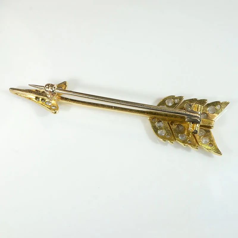 Bewitching Gold & Rose Cut Diamond Arrow Brooch