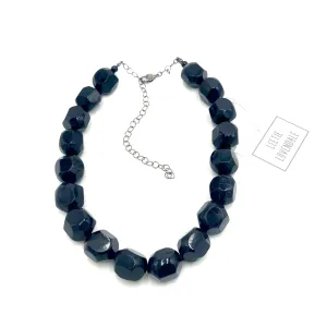 Black Chunky Facet Marco Necklace