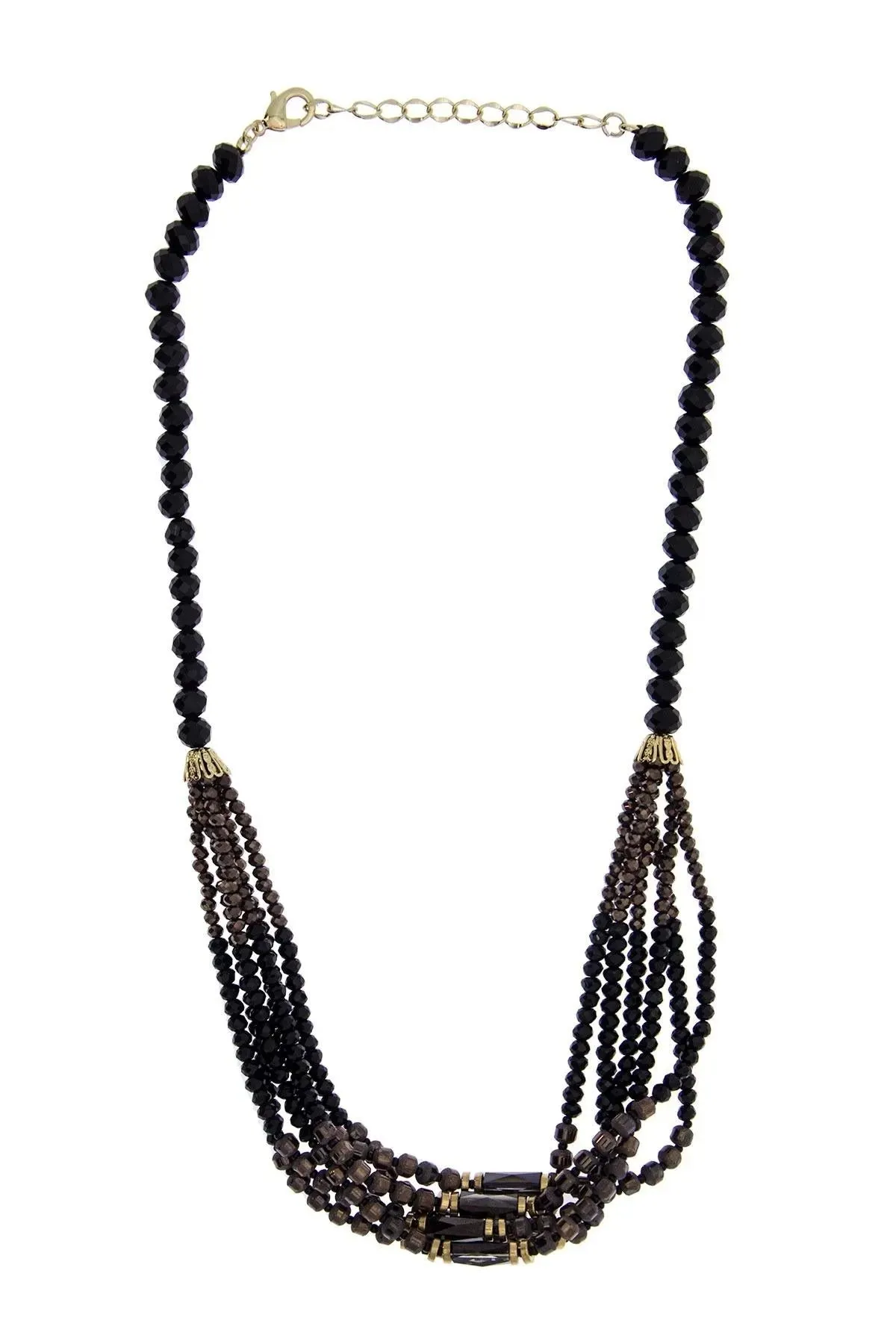 Black Glass Beaded Multi Necklace