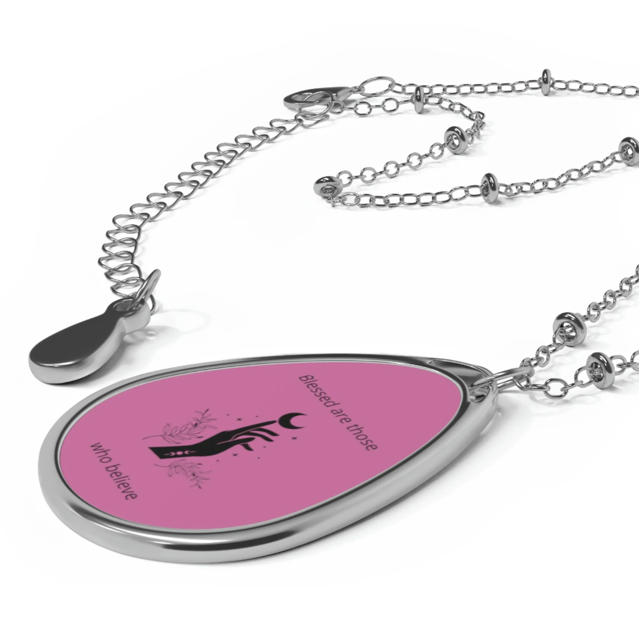 Blessed Oval Necklace - pink