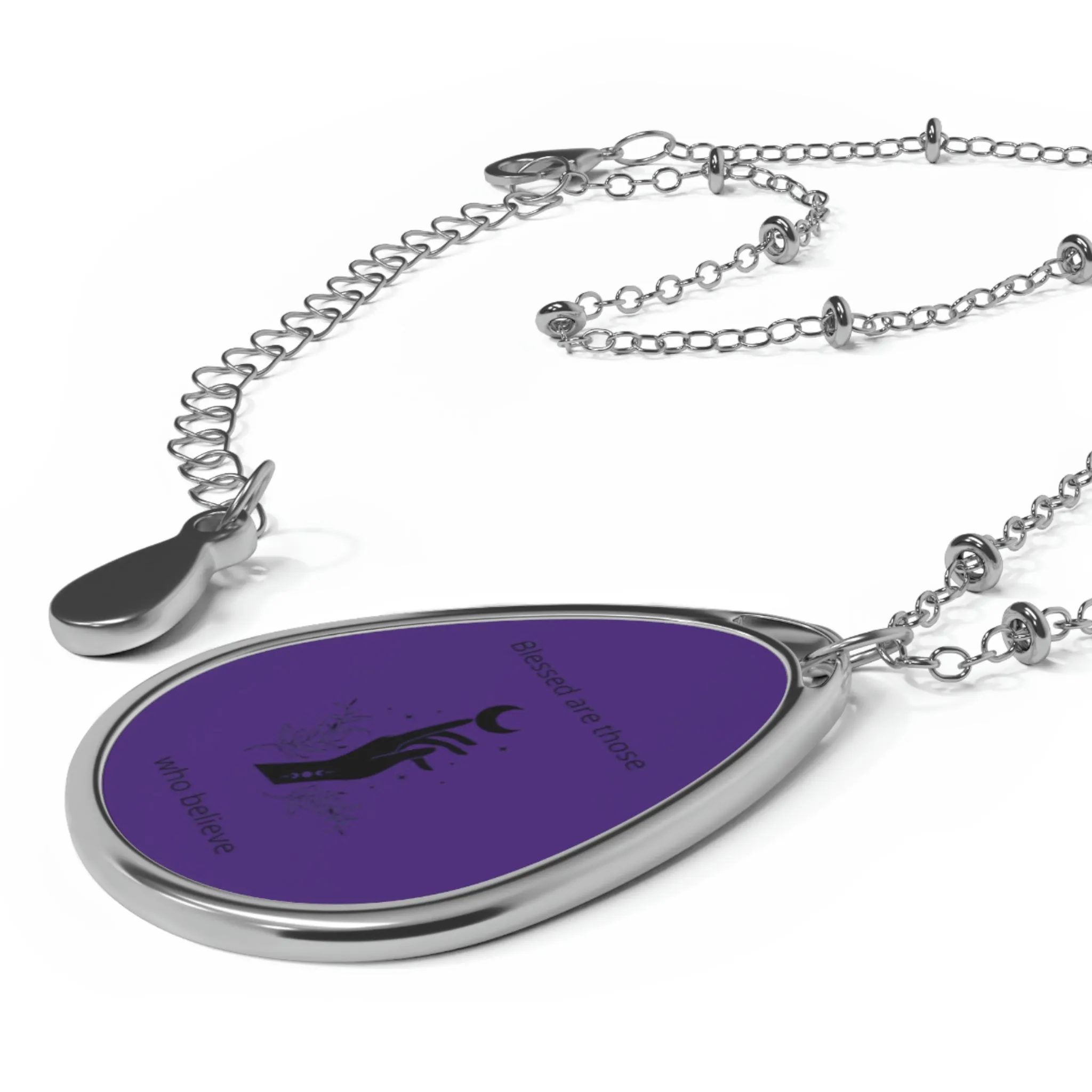 Blessed Oval Necklace - purple