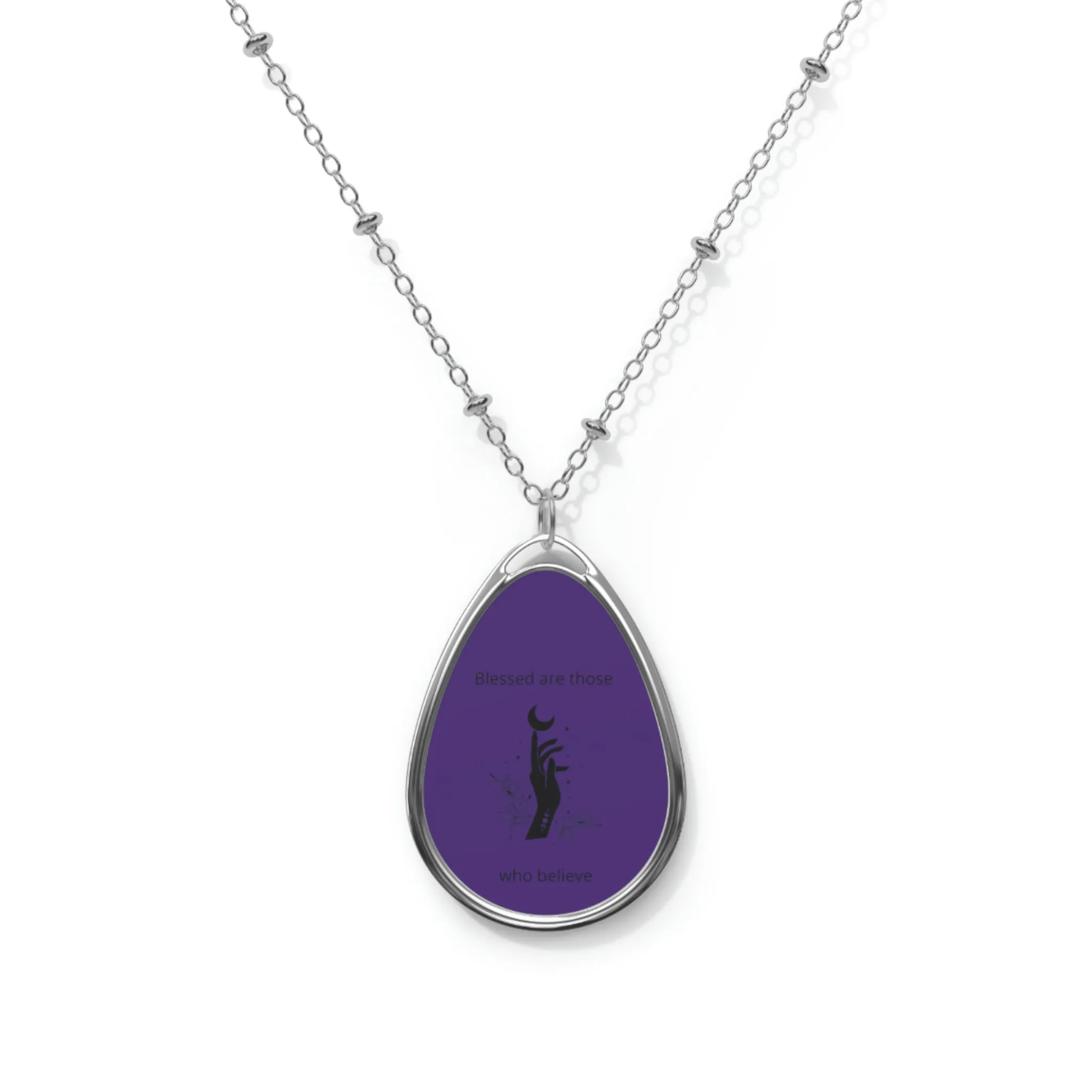 Blessed Oval Necklace - purple