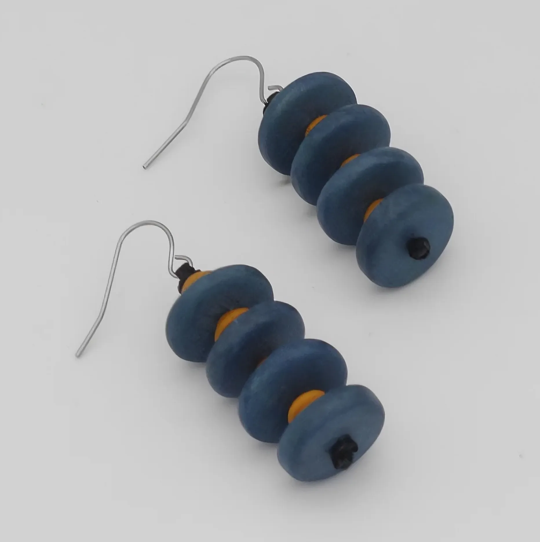 Blue and Mustard Tiggy Earrings