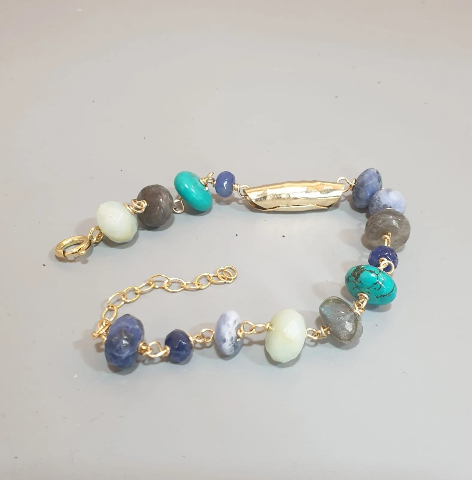 Blue Multi Stone Chain Bracelet