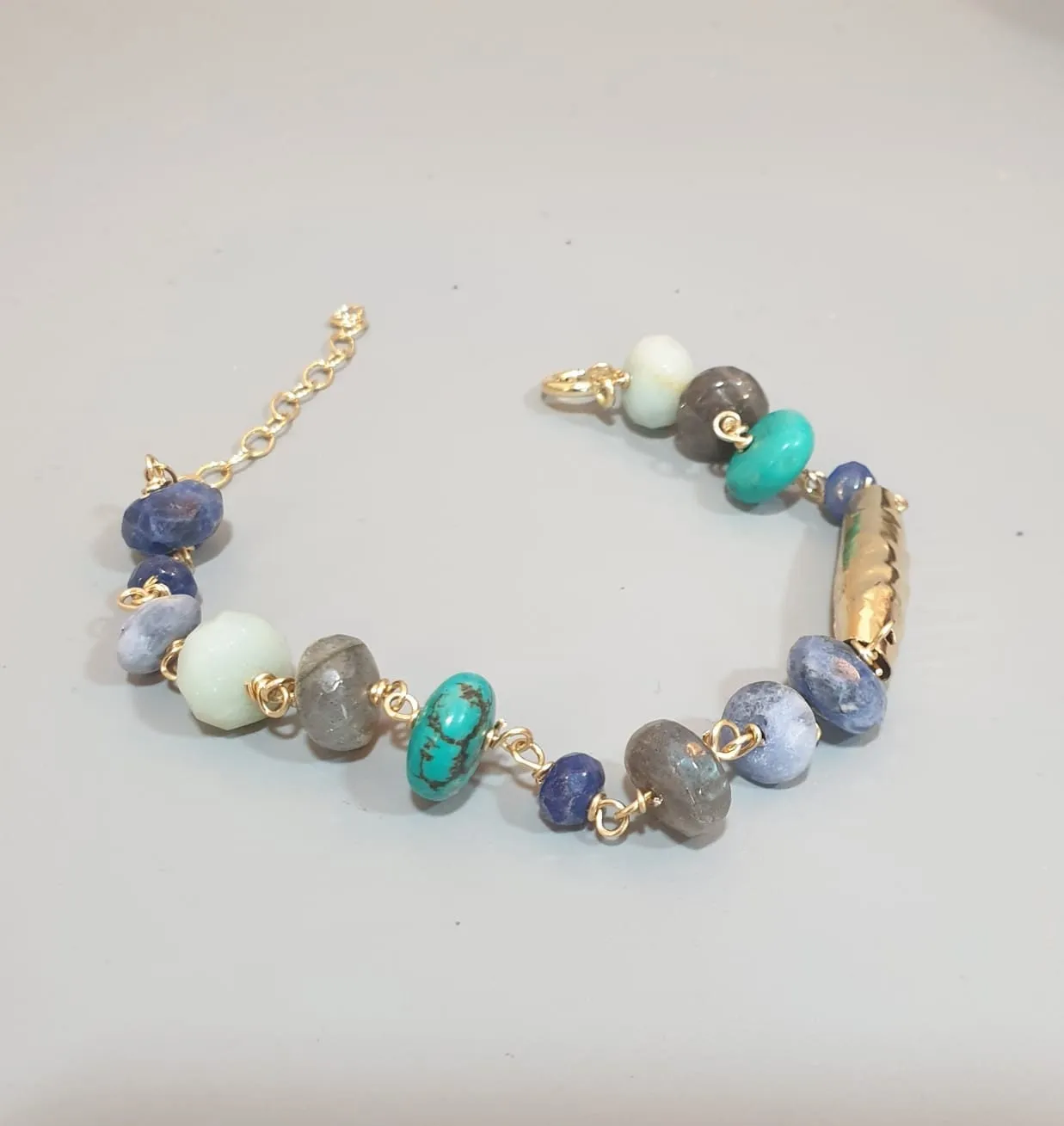 Blue Multi Stone Chain Bracelet