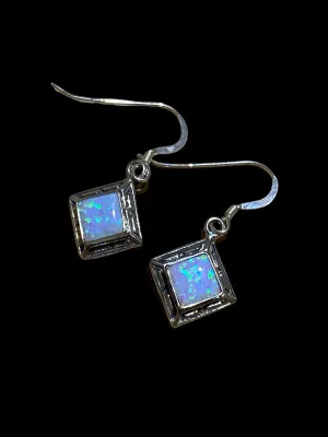 Bordered Opal Square Dangles