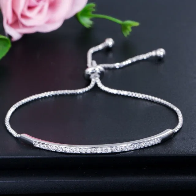 Brilliant CZ Adjustable Slider Bracelet Bangle