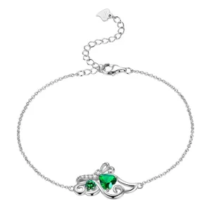 Butterfly Birthstone May Emerald Bracelet Women Girls Jewelry Birthday Gift 925 Sterling Silver