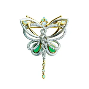 Butterfly Brooch in Platinum, Yellow Gold and Diamonds