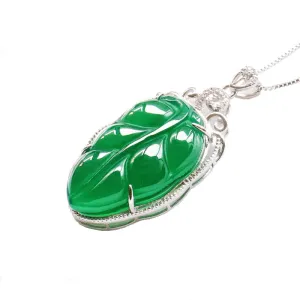 Chalcedony Leaf Sterling Silver Pendant - Fortune's Favor Collection