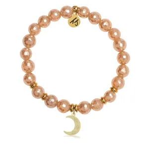 Champagne Agate Stone Bracelet with Friendship Stars Gold Charm