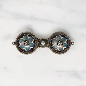 Charming Edwardian Floral Enameled Silver Brooch