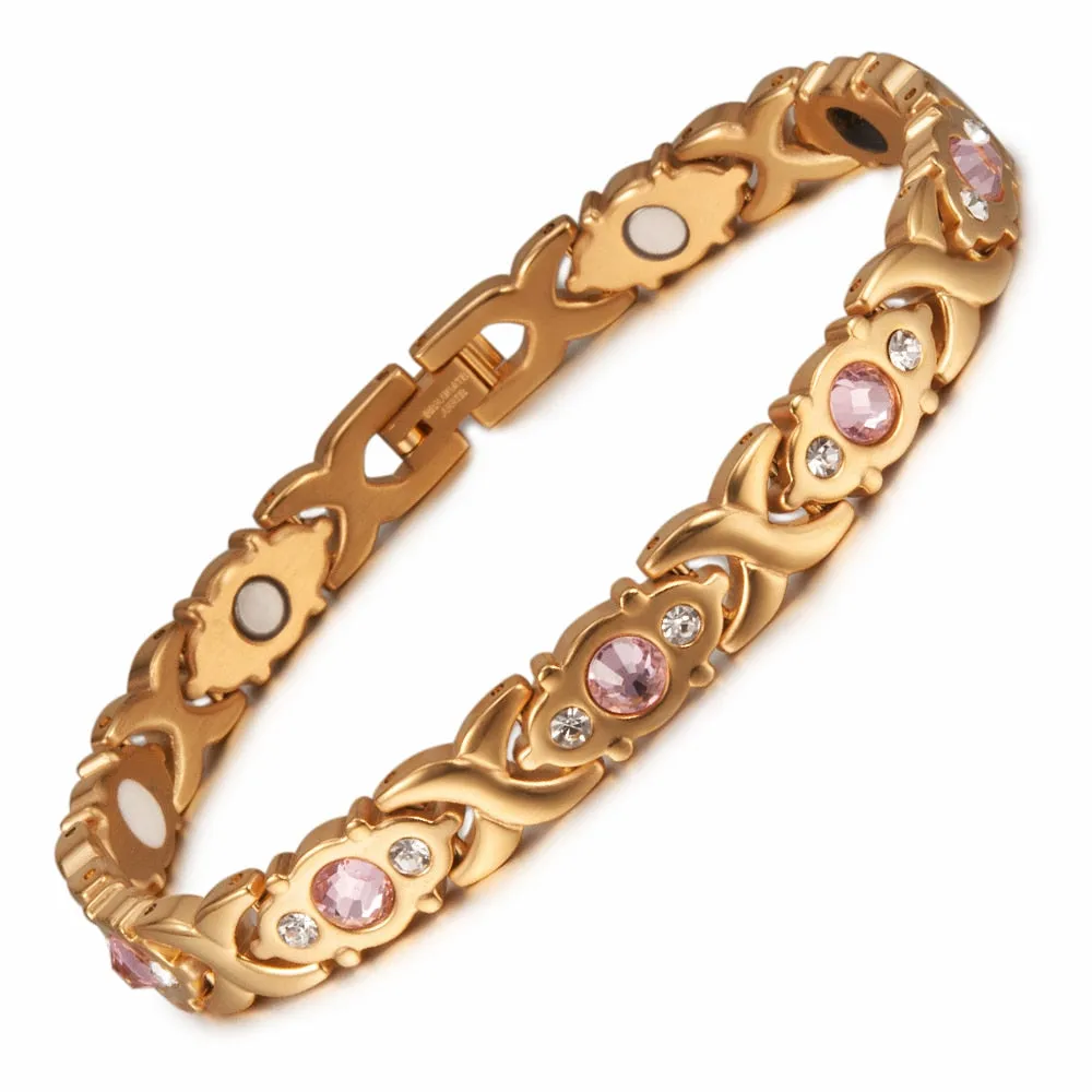 Crystal Gold-color Stainless Steel Bracelet