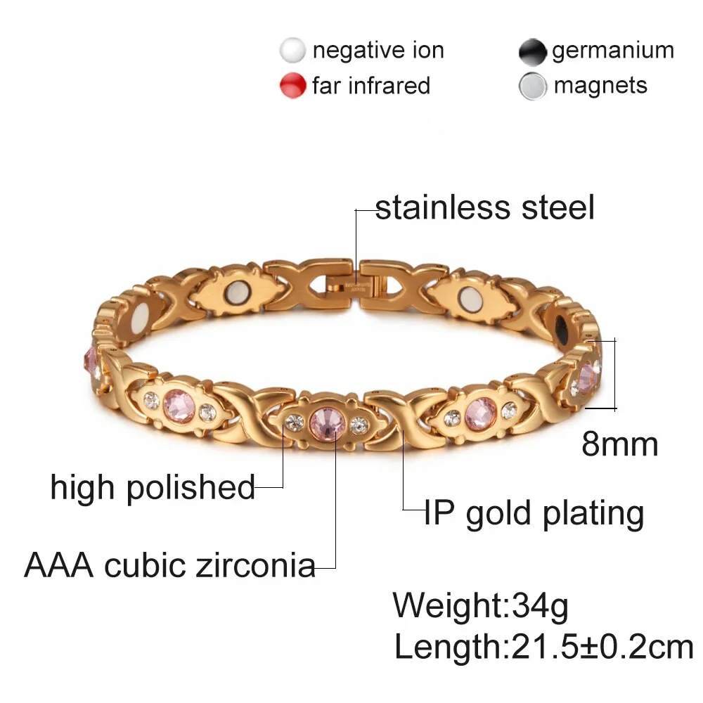 Crystal Gold-color Stainless Steel Bracelet