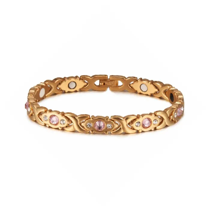 Crystal Gold-color Stainless Steel Bracelet