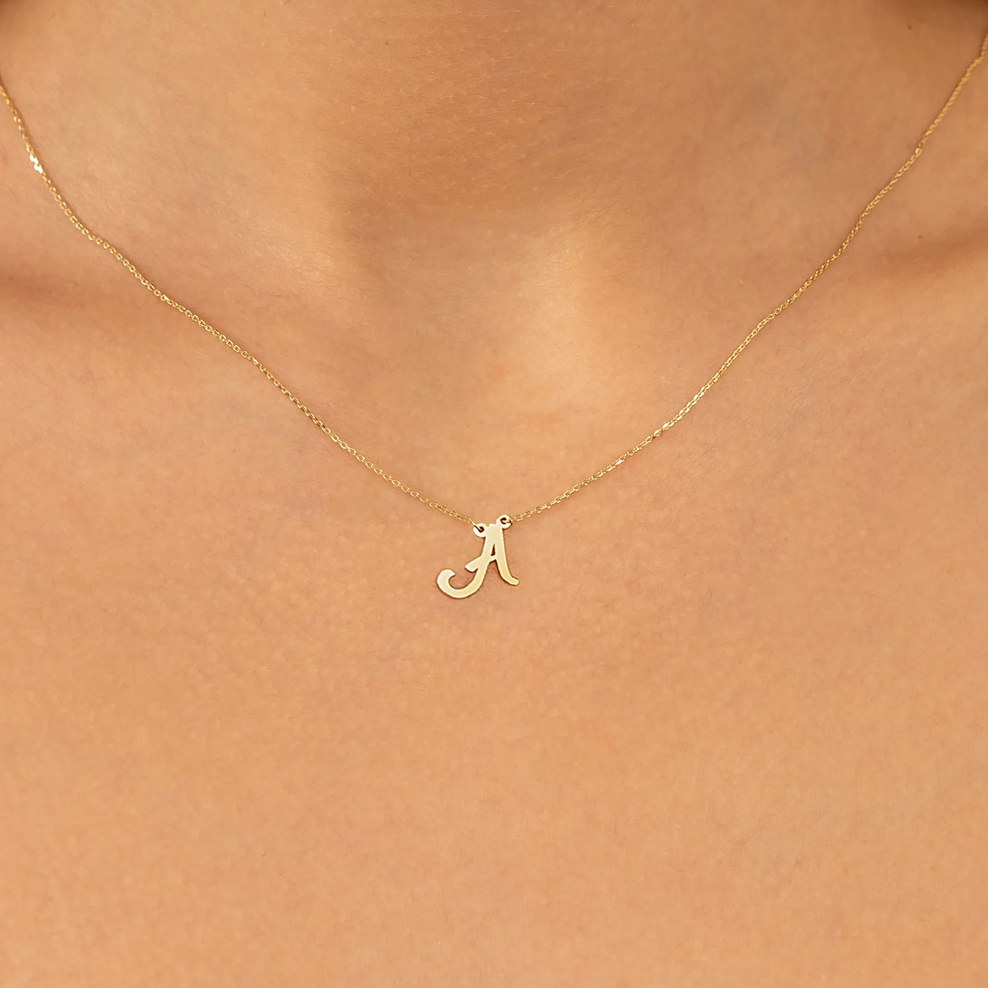 Cursive Initial Necklace, Ivory