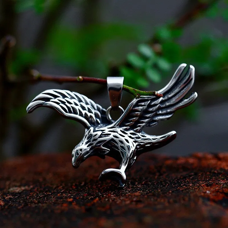 Customized Retro Eagle Pendant in Stainless Steel for Men - Wholesale Animal Jewelry