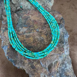 David Rosales Five Strand Sonoran Gold Turquoise Beaded Necklace 18"