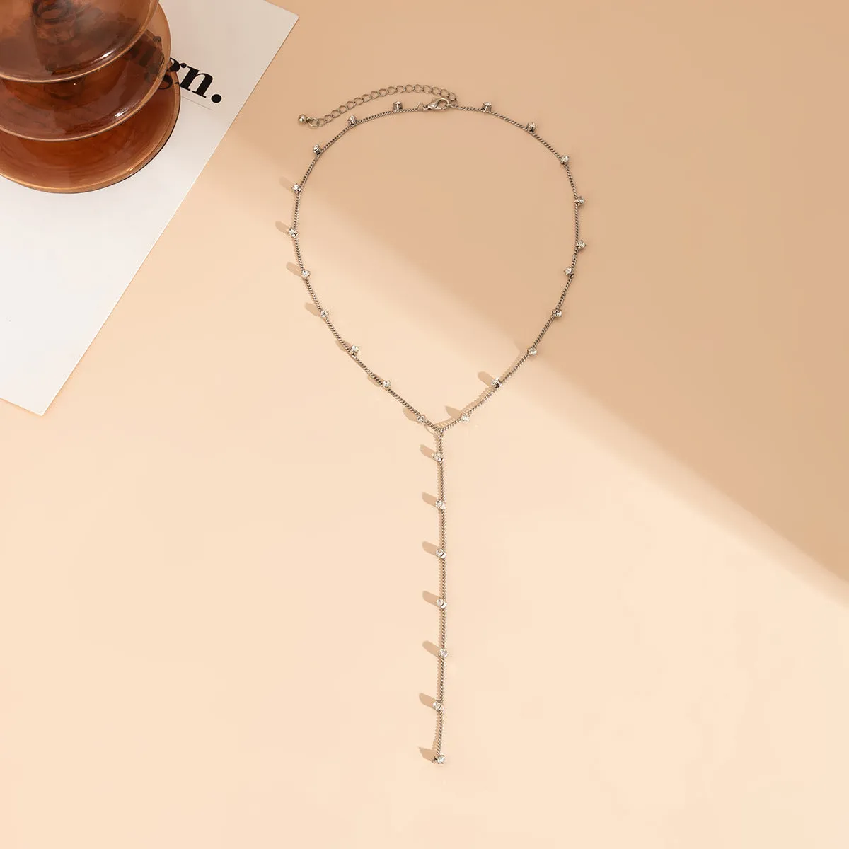 Delicate Silver Drop Necklace-jltn0704