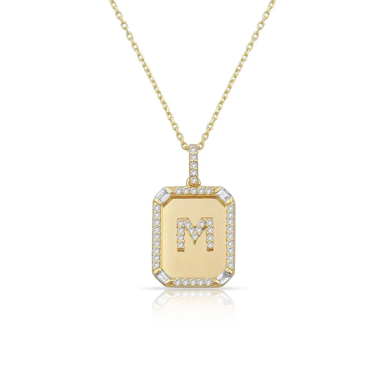 Diamond 14K Plate Initial Necklace