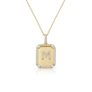 Diamond 14K Plate Initial Necklace