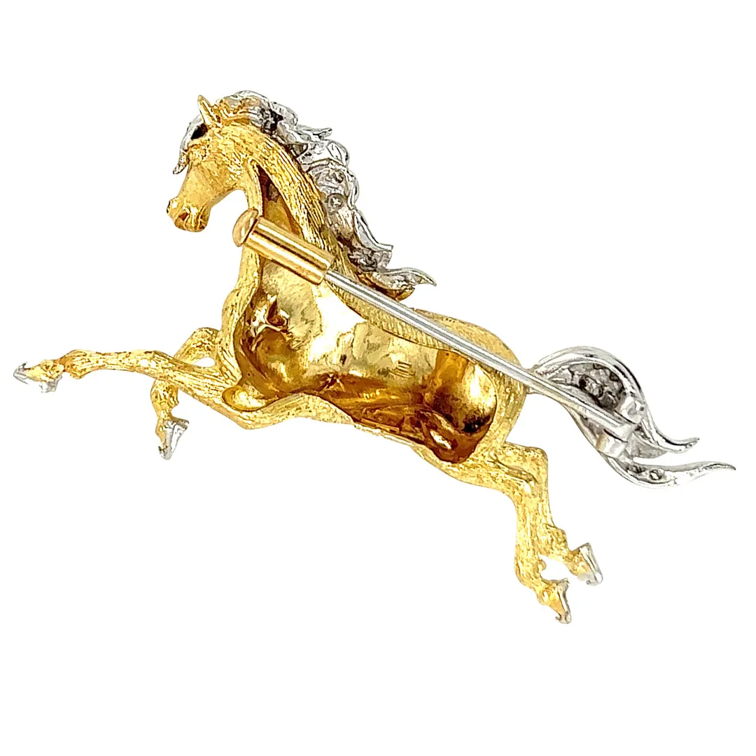 Diamond Horse Brooch