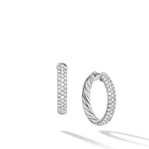 DY Mercer Hoop Earrings in Sterling Silver with Pavé Diamonds