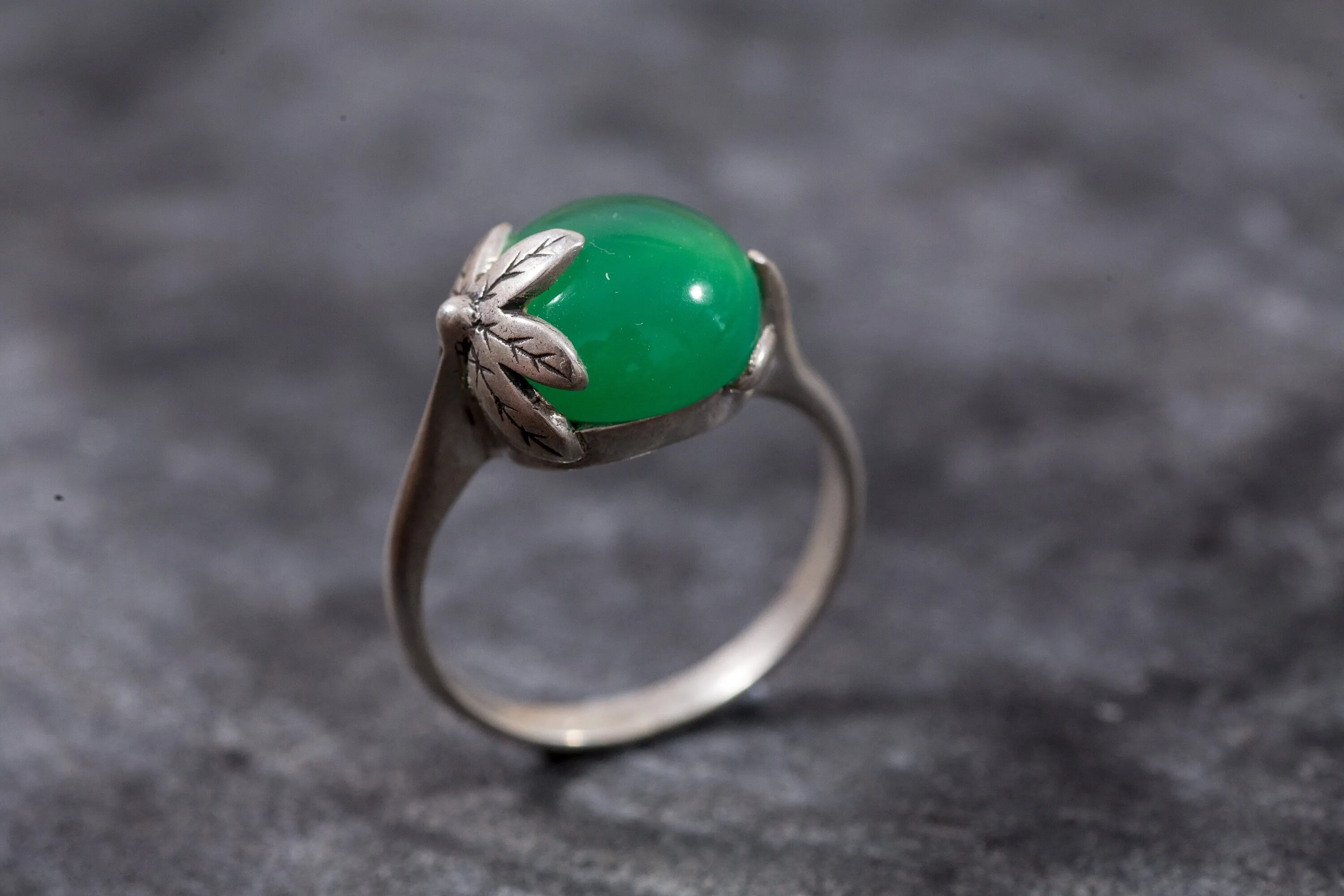 Emerald Leaf Ring - Green Statement Ring - Boho Emerald Ring