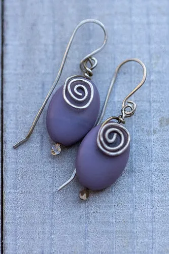 Em'z Blendz Lavender Stone & Sterling Silver Swirl Earrings | Handcrafted Jewelry