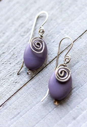 Em'z Blendz Lavender Stone & Sterling Silver Swirl Earrings | Handcrafted Jewelry