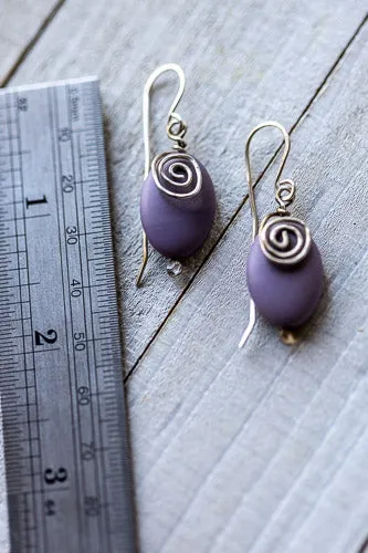 Em'z Blendz Lavender Stone & Sterling Silver Swirl Earrings | Handcrafted Jewelry