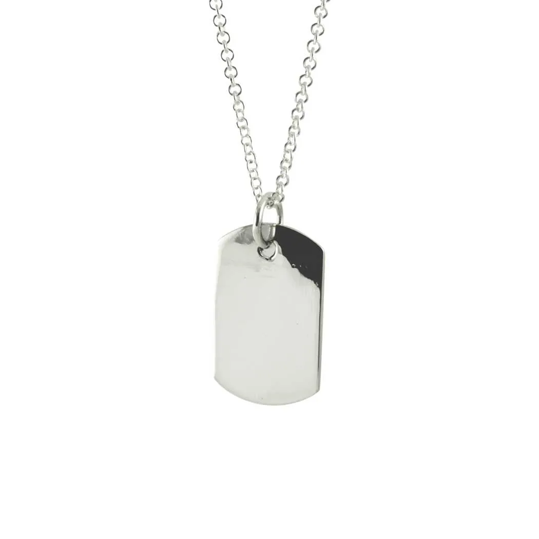 Engrave Sterling Plain Square Pendant Necklace