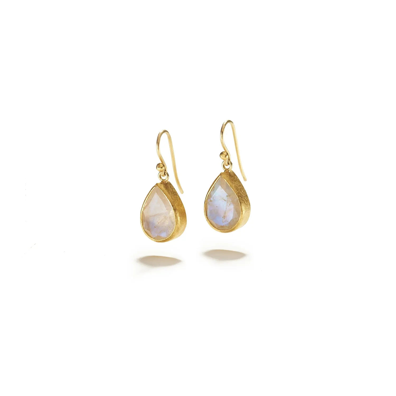 Faceted Moonstone Drops on French Wire