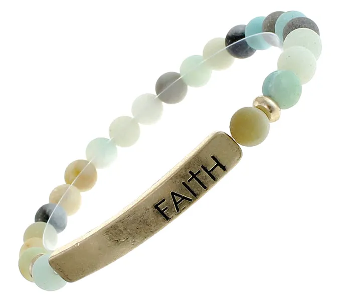 FAITH Natural Stone Inspirational Bracelet Amazonite