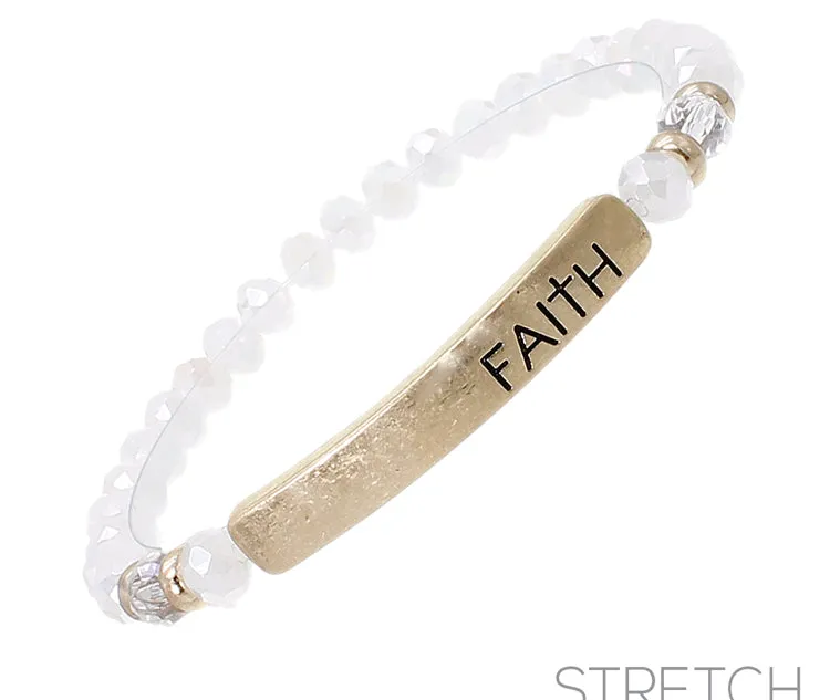 FAITH - White Crystal Inspirational Bracelet