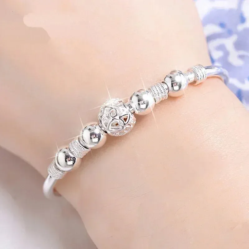 Fashion 925 Sterling Silver Bracelet Woman Luxury Designer Bracelet  Adjustable Charm Bangle Girls Party Wedding Jewelry Gifts