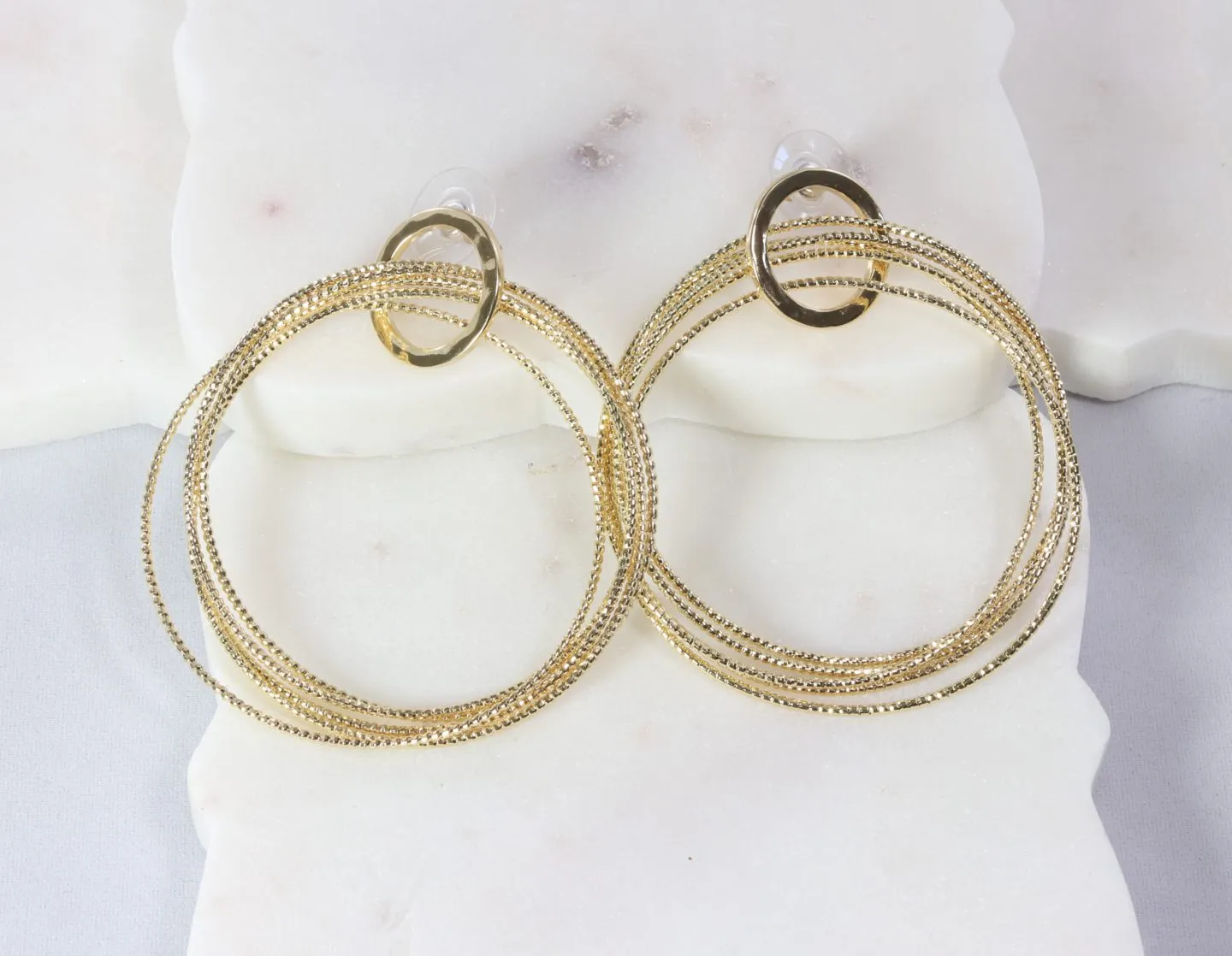 Five-hoop rigid snake-chain earring