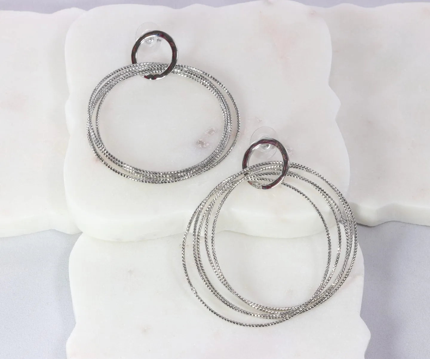 Five-hoop rigid snake-chain earring