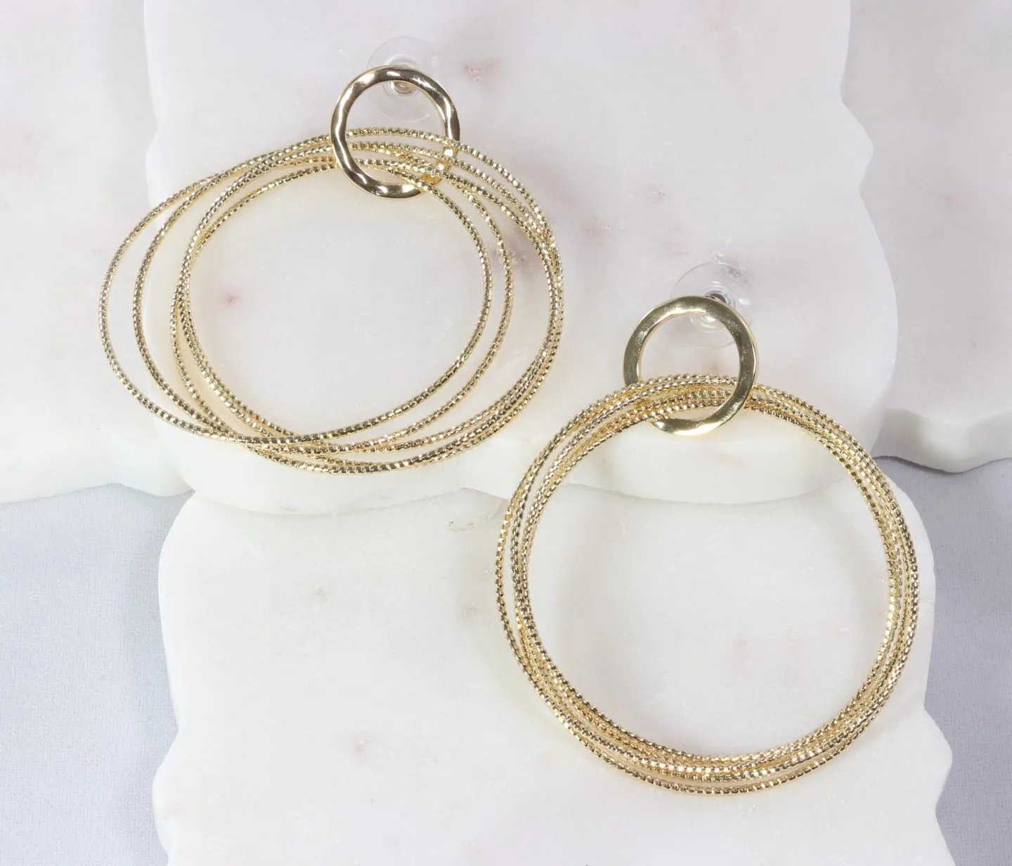 Five-hoop rigid snake-chain earring