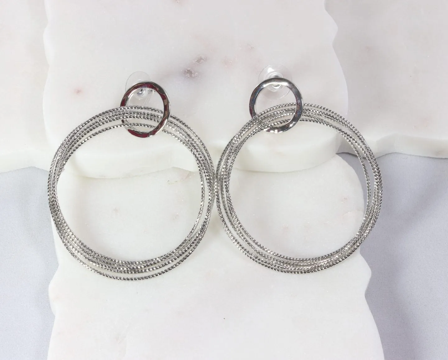 Five-hoop rigid snake-chain earring