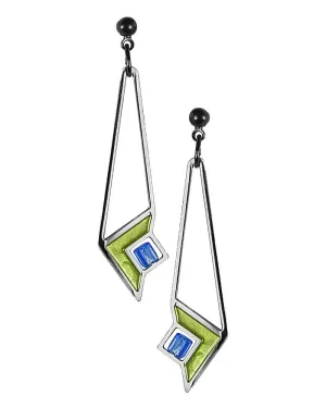 Frank Lloyd Wright Art Glass Green Enamel Earrings