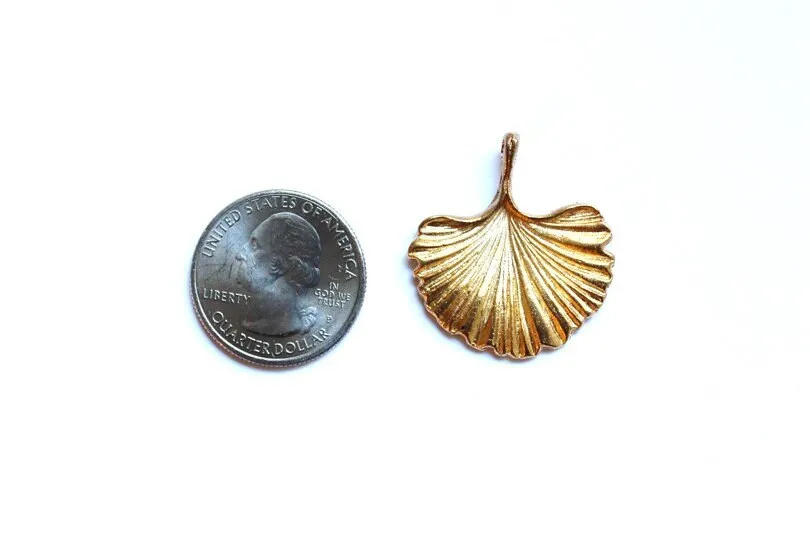 Ginkgo Leaf Charm, Britannium Charm, Silver Charm, Gold Charm, Gold Pendant, Silver Pendant, Nature Jewelry, Jewelry Making, Jewelry Finding