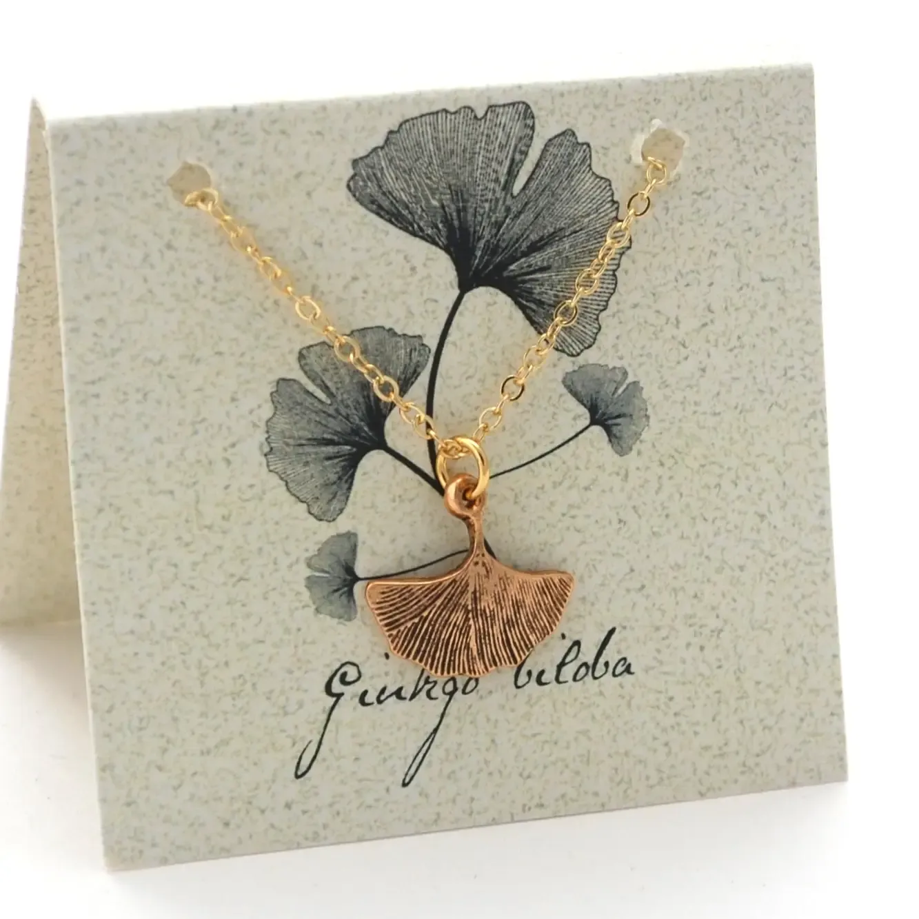 Ginkgo Leaf Necklace in 14k Gold Plate