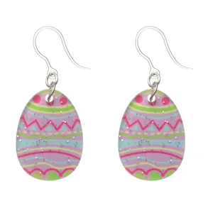 Glittery Decorative Egg Dangles Hypoallergenic Earrings for Sensitive Ears Made with Plastic Posts