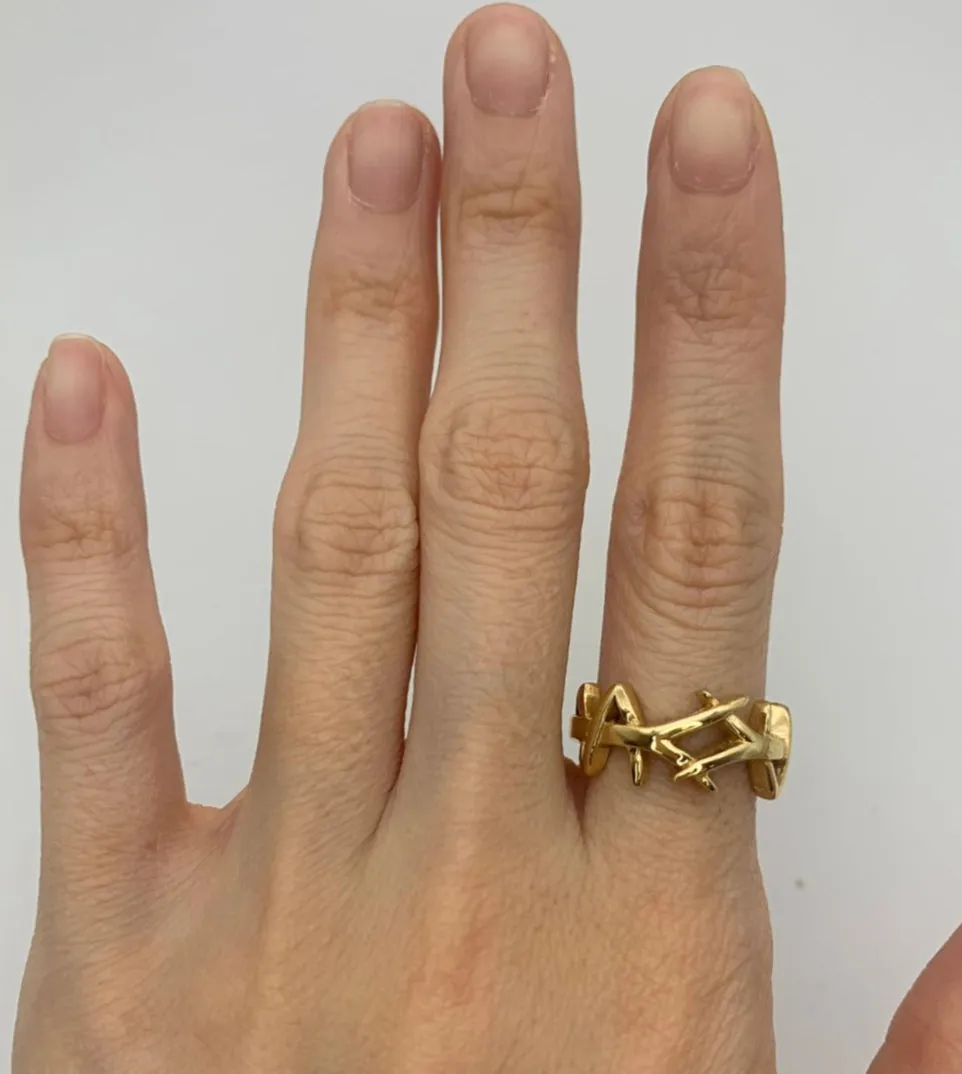 Gold Abstract Ring - Picasso Graffiti Ring, Gold Thorn Ring