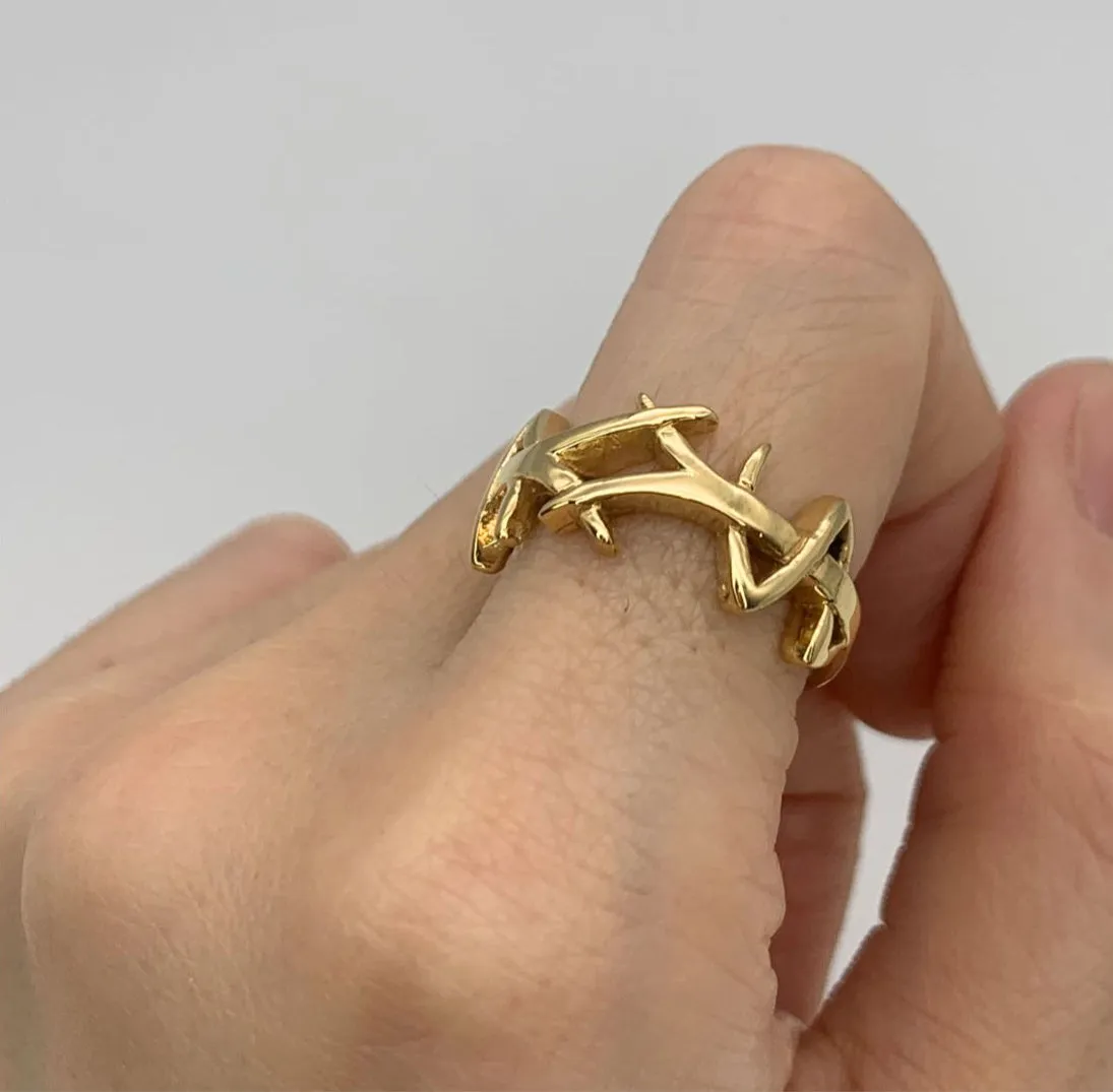 Gold Abstract Ring - Picasso Graffiti Ring, Gold Thorn Ring