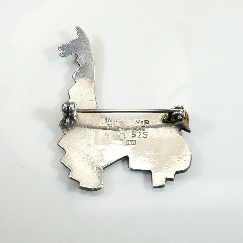 Gold & Sterling Peruvian Llama Brooch