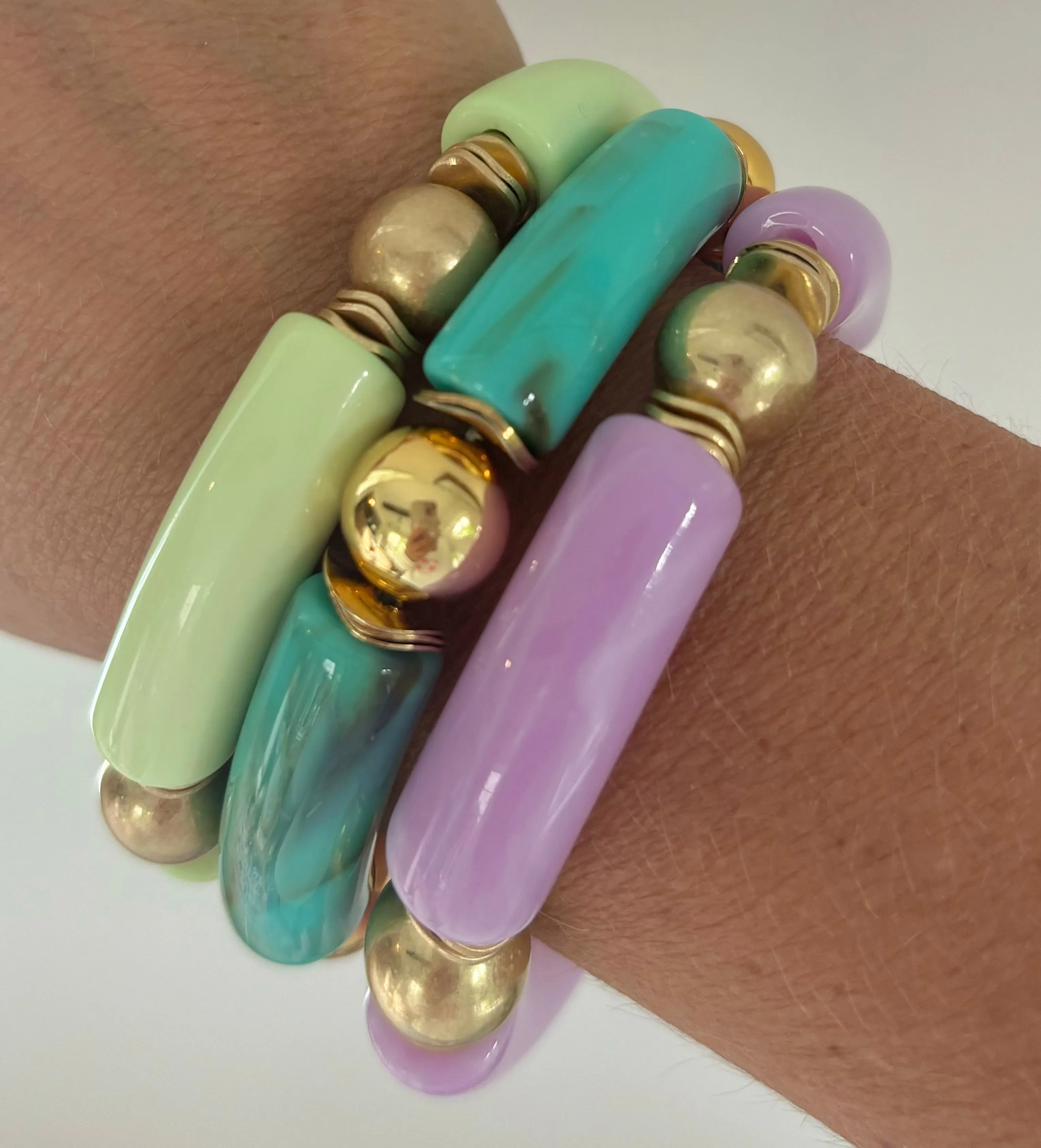 Gold Ball & Tube Bracelet-Mint